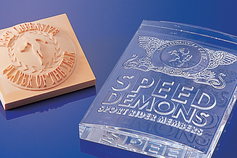 Roland engravers can create stunning effects in different materials for awards, trophies and medals