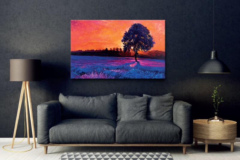 Printed canvas artwork in a stylish room