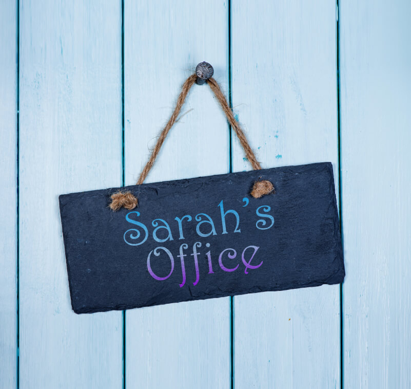 Personalised slate office door sign
