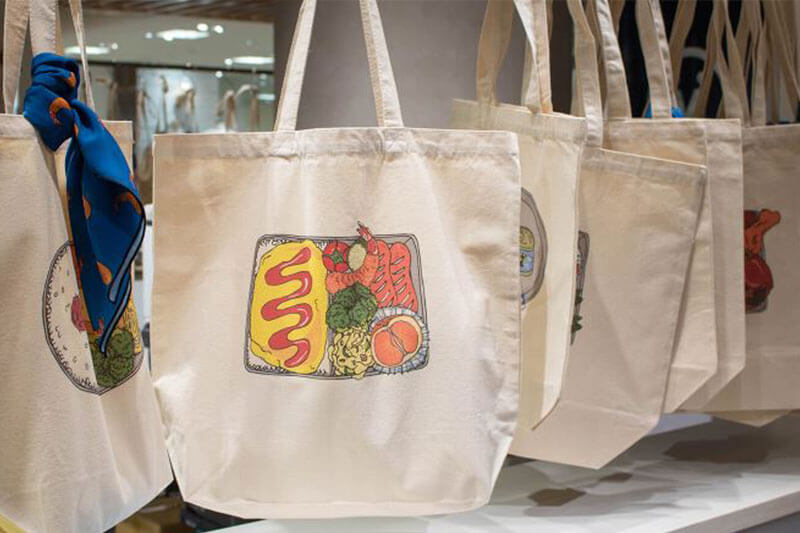 Makers' base created one-of-a-kind tote bags with unique Bento lunchbox designs
