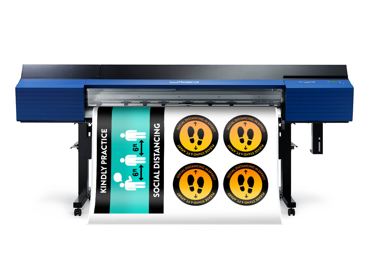 Крупноформатный принтер/каттер SG2 идеален для производства специализированных вывесок с сообщениями о социальном дистанцировании