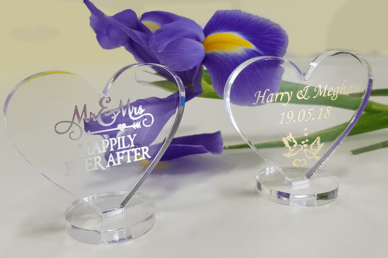 Personalised foil decorated wedding placemarkers