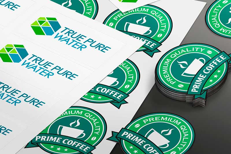 Green coffee labels printed and cut header mobile