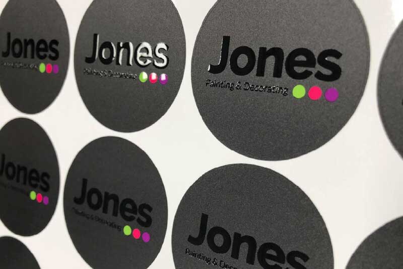 UV printed sticker with gloss detail catching the light 