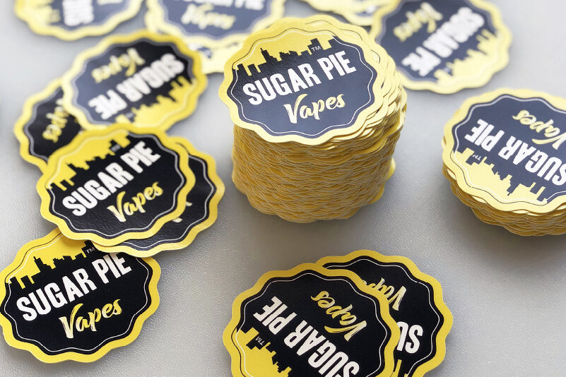 Die-cut product stickers produced with VersaWorks' Perforated Cut function