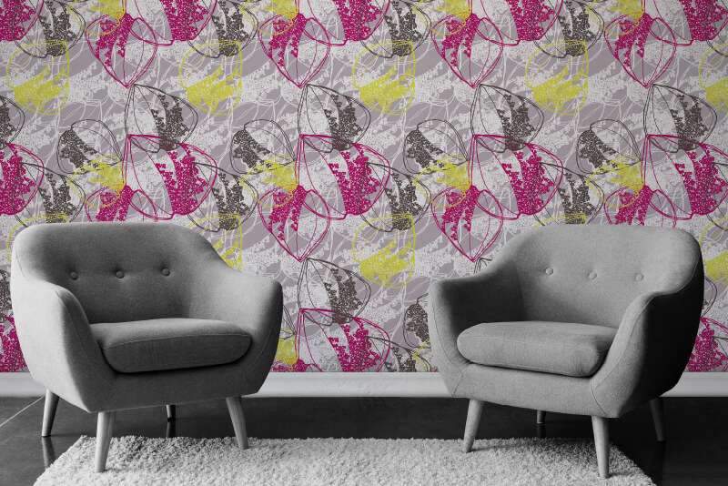 custom printed wallpaper with two chairs