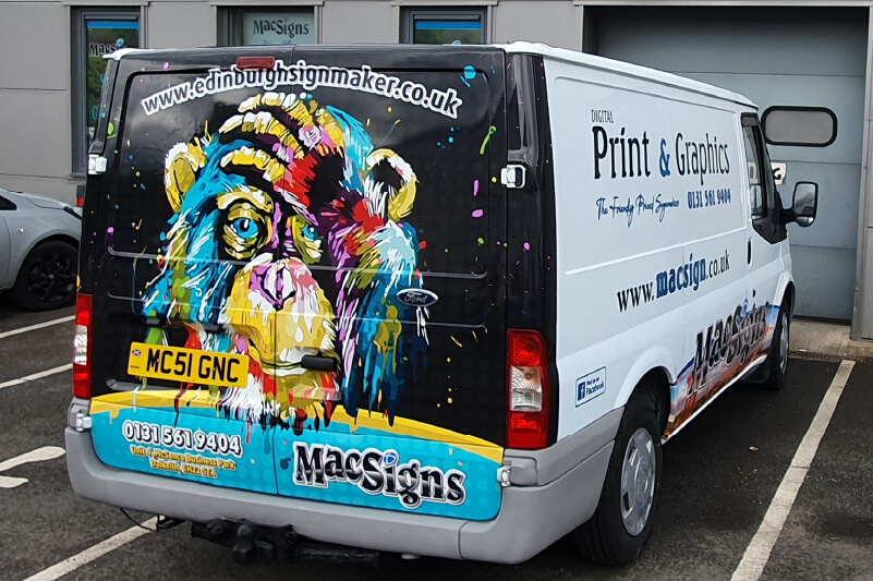 A van with a partial wrap on the back (Source: Mac Signs)