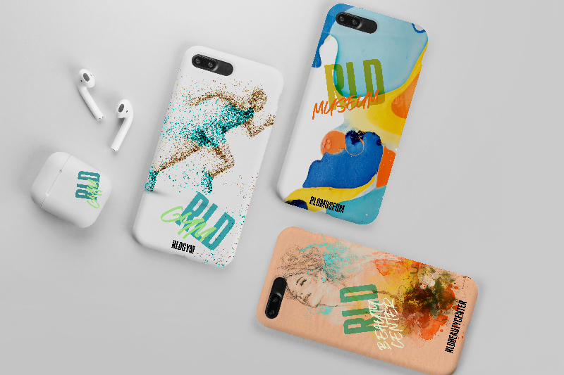 Direct-to-object print on mobile phone cases and earphones.