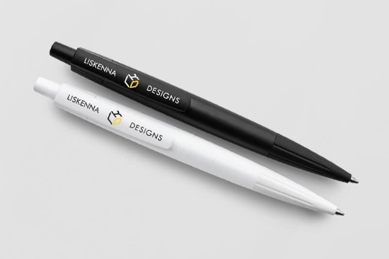 Promotional giveaway pens with printed logos