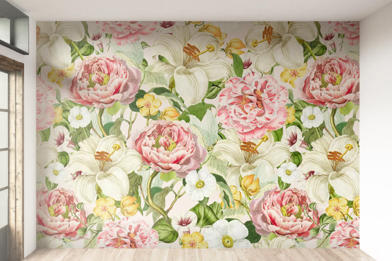 Floral pattern printed on wallpaper