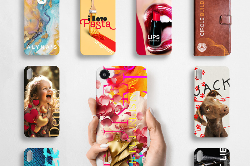 A collection of printed phone cases