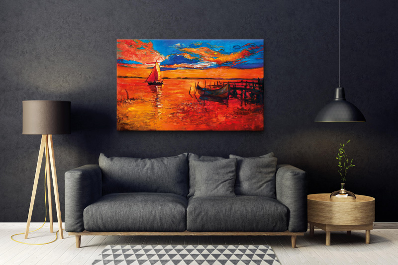 A high colour canvas print on a living room wall