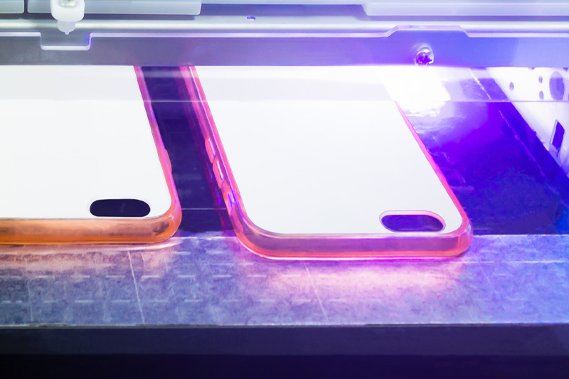 Phone cases under a UV light