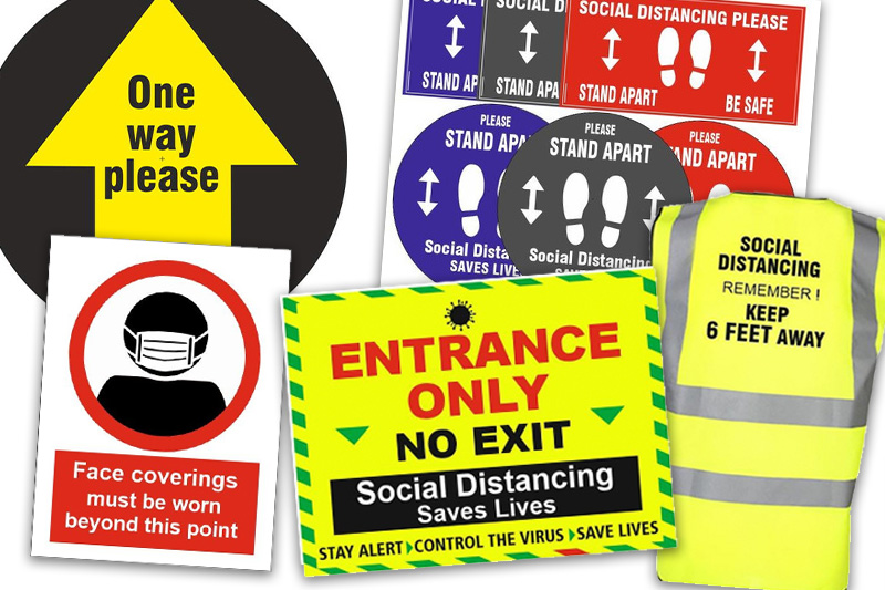 Safety signage images floor graphics, directional signage, stickers and personalised hi-vis jackets produced by HiVis