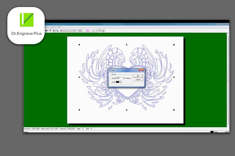 Screenshot of Dr. Engrave Plus software included with the DE-3 engraver