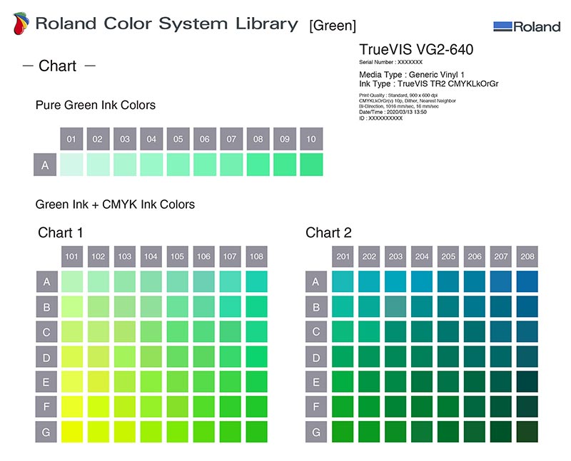 122 nuevos colores planos disponibles en la librería Roland Color System Library