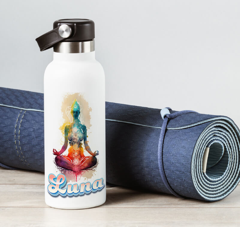 Wasserflasche mit UV-gedrucktem Design