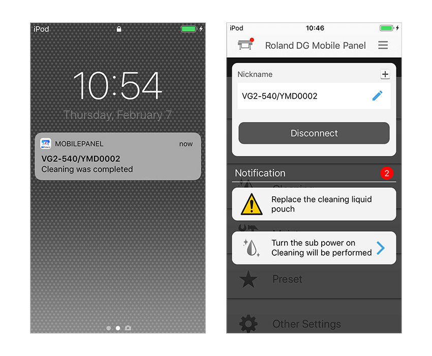 Mobile Panel 2 pushes notifications to your device