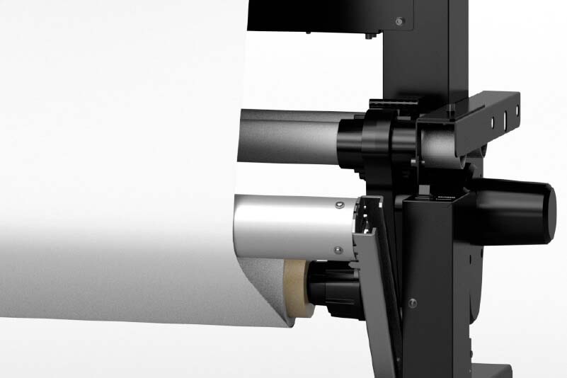 Immagine dell'unità di avvolgimento su una stampante TrueVIS AP-640 a resina/latex