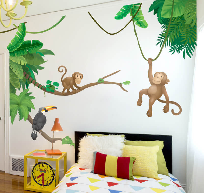 large print and cut stickers on a child's bedroom wall